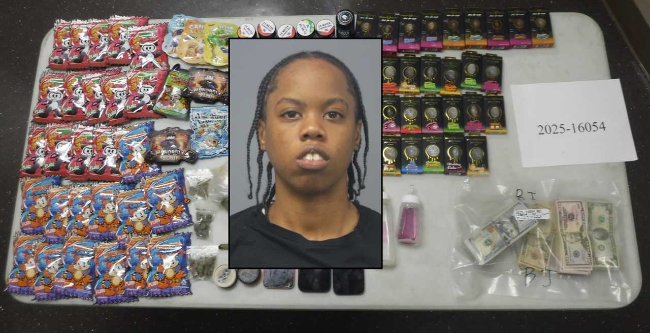 Teaujah Parham&nbsp;was arrested after officers found a large quantity of marijuana, THC products, and tens of thousands of dollars in cash during a traffic stop in New Milford, authorities said.
