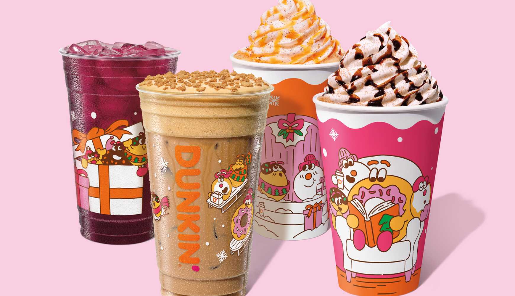 
Beverages on Dunkin's 2025 holiday menu.
