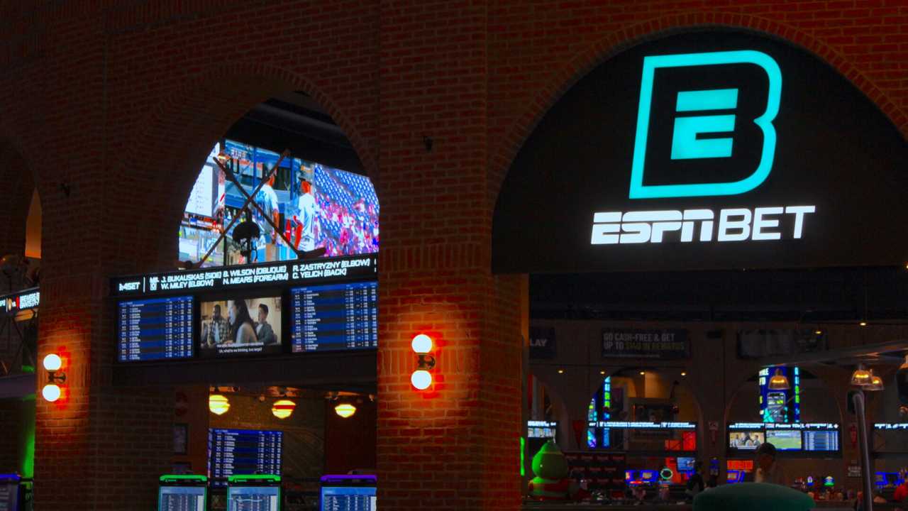 The ESPN Bet Sportsbook at Hollywood Casino Columbus in Ohio. The ESPN Bet Sportsbook at Hollywood Casino Columbus in Ohio.
