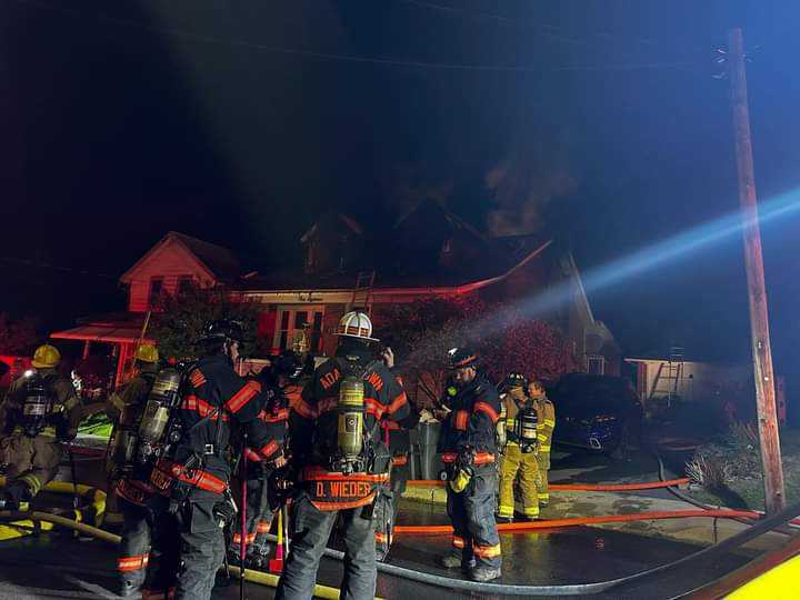 Firefighters at the scene of the house fire in Ephrata.