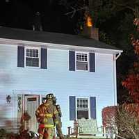 <p>Crews battling the chimney fire.</p>