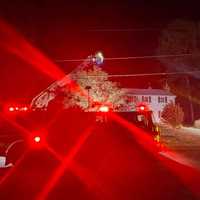 <p>Firefighters on the scene of the chimney fire.</p>