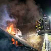 <p>Crews at the scene of the duplex fire.</p>