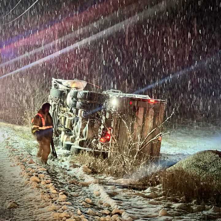 The snowplow on its side.