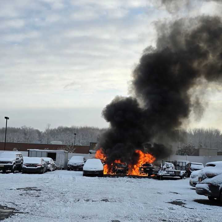 The scene of the junkyard blaze.