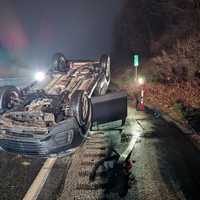 <p>The scene of the rollover crash on I-83</p>