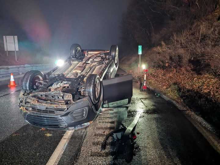 The scene of the rollover crash on I-83