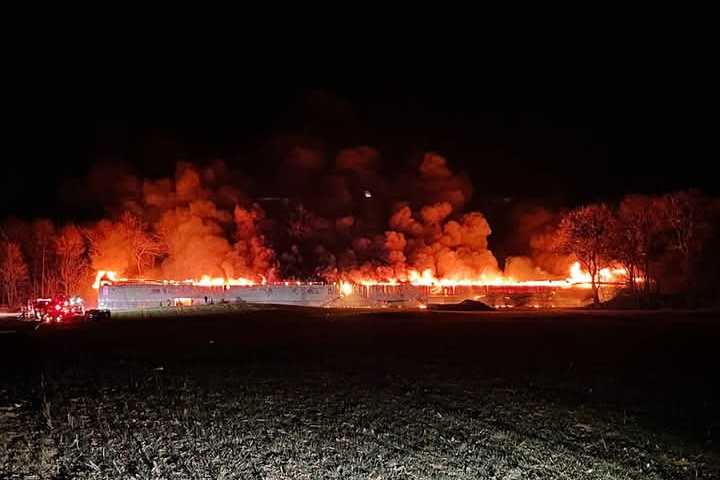 Massive Barn Fire Visible From I-81  Erupts In South Central PA