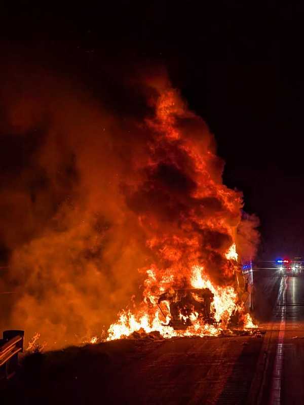 Flames Engulf Tractor-Trailer Cab On Route 222 In Manheim Township: Fire Crews (PHOTOS)