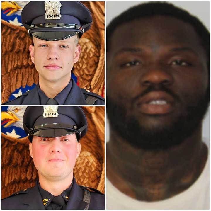 Wallington Police Officers Wojciech Kulbabinski (below left) and Konrad Blasiak (above left) arrested&nbsp;Nareef Frimpong, police said.