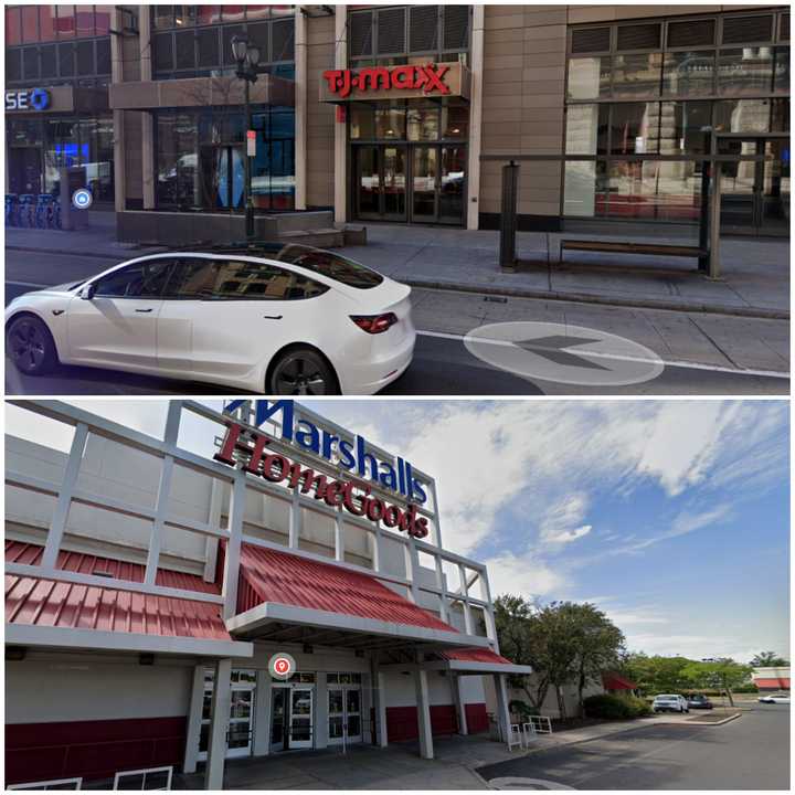 TJ Maxx, 1130 Market St, Philadelphia (top). Marshalls and HomeGoods, 1356 Franklin Mills Circle, Philadelphia (bottom).