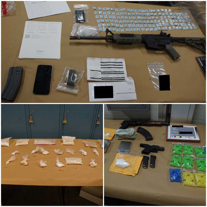 Drugs and guns seized in a drug bust of the Bad Bunny Drug Trafficking Organization.