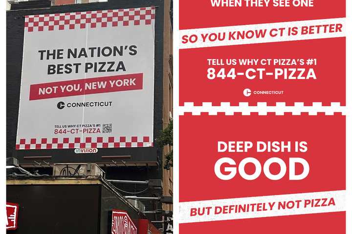 CT Fires Up Pizza Feud With Cheesy Billboards In NYC: 'No Shame In 2nd Place'