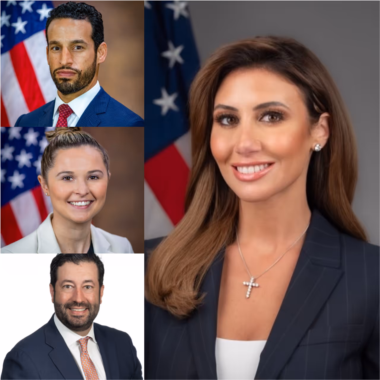 Top to bottom: Ari Fontecchio, Jordan Fox, and Philip Lamparello. Right: Alina Habba. Top to bottom: Ari Fontecchio, Jordan Fox, and Philip Lamparello. Right: Alina Habba.