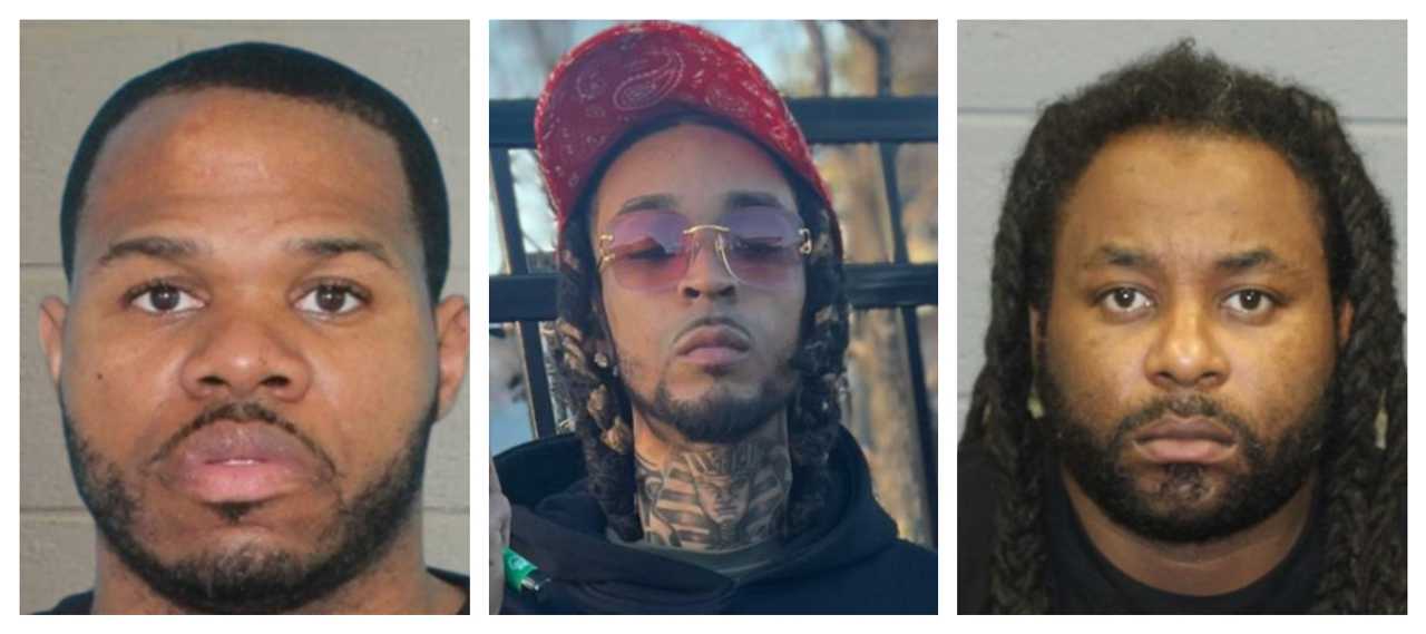 Latroy Young, left, and Gerald Brown, right, are accused of gunning down Frank Garay, center, outside of a Waterbury bodega in September, just a month before Garay's 30th birthday. 