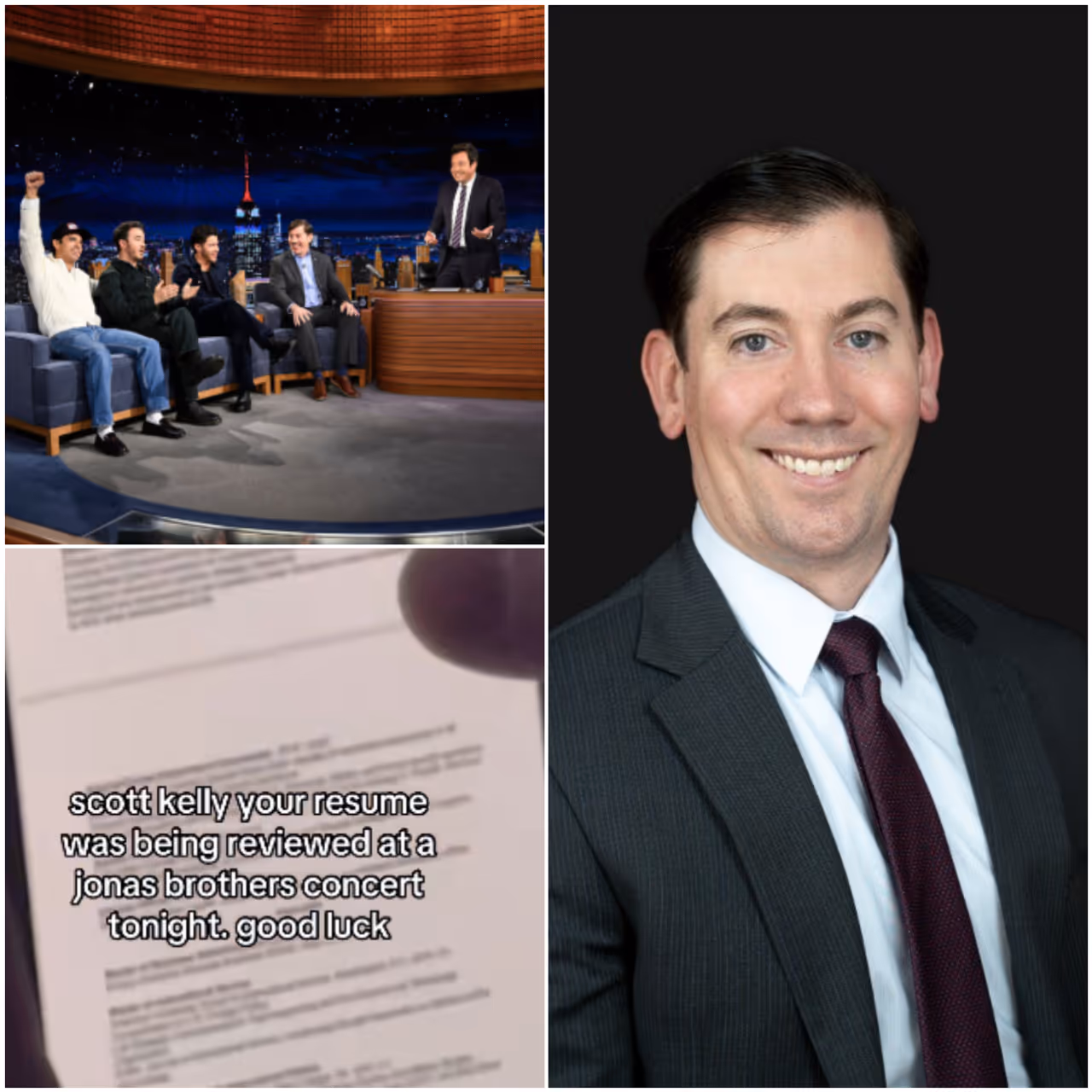 Scott Kelly's resume went viral at a Jonas Brothers concert earlier this week. Jimmy Fallon brought him on the show and had him meet the band.