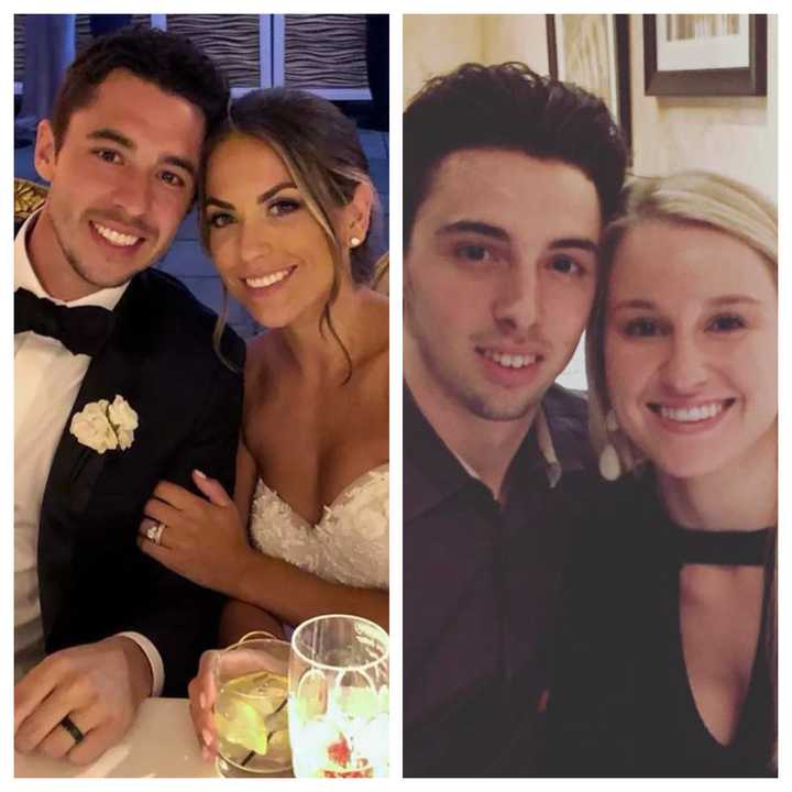 (Left) Johnny&nbsp;Gaudreau and his wife Meredith and his brother Matthew&nbsp;Gaudreau and his wife&nbsp;Madeline.&nbsp;