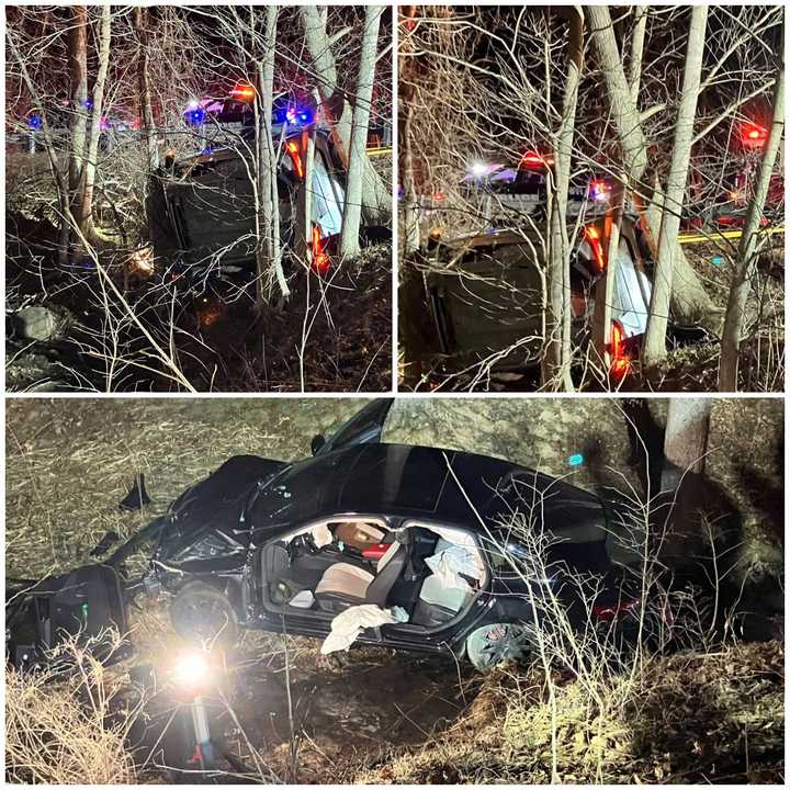 6 Hurt After Cars Plunge Down Embankment Near Stream In CT Crash ...