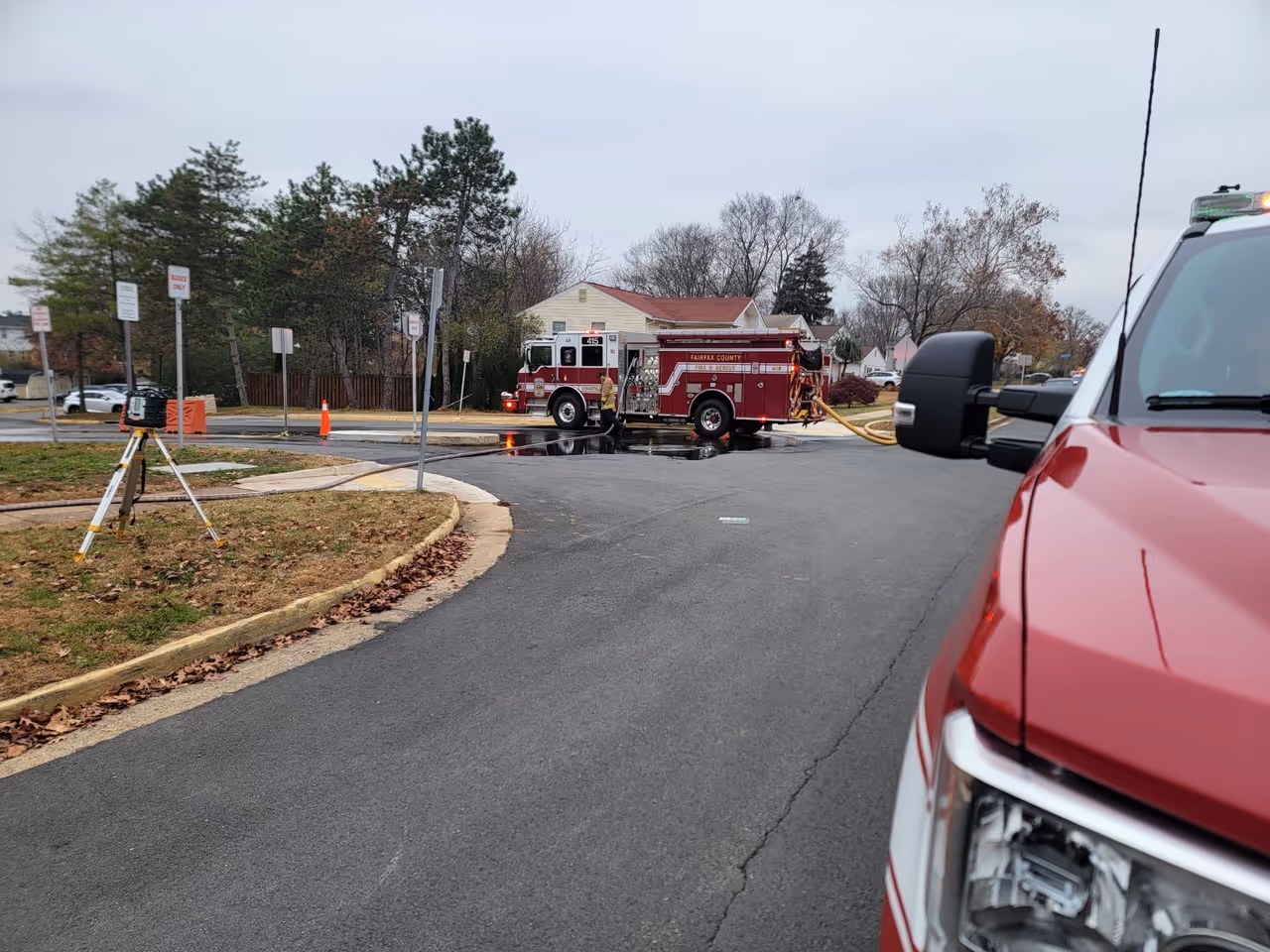Fairfax County firefighters at Brookfield Elementary.