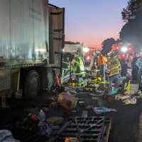 <p>Crews at the crash scene in Harford County on Wednesday.</p>