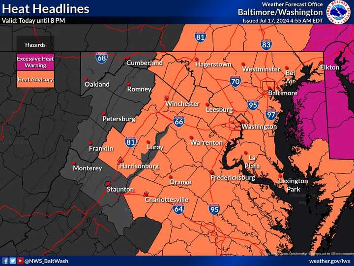 The Heat Advisory in the DMV region.