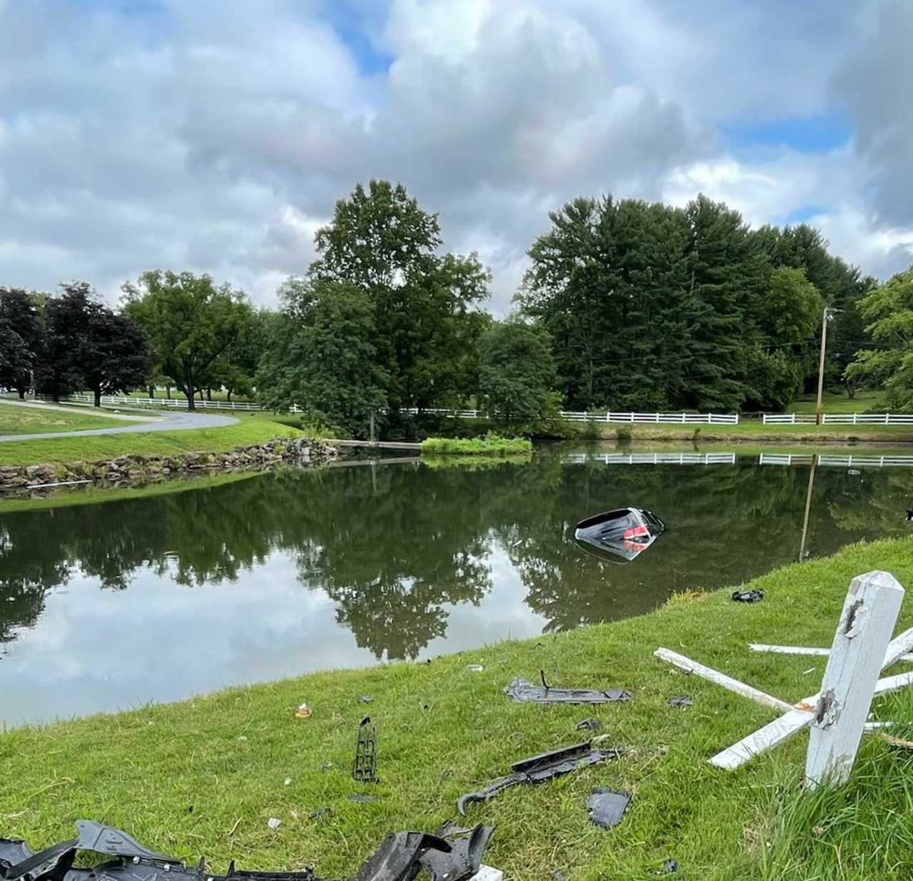 Woman, Dog Escape Safely After Crashing Into Prince County