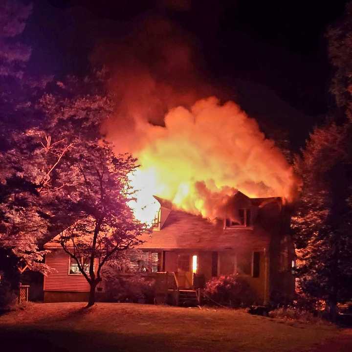 A house caught fire on Old Beekman Road in South Brunswick, NJ, on September 3, 2024.