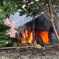 <p>The fire on Cherrydale Drive in Montgomery County</p>