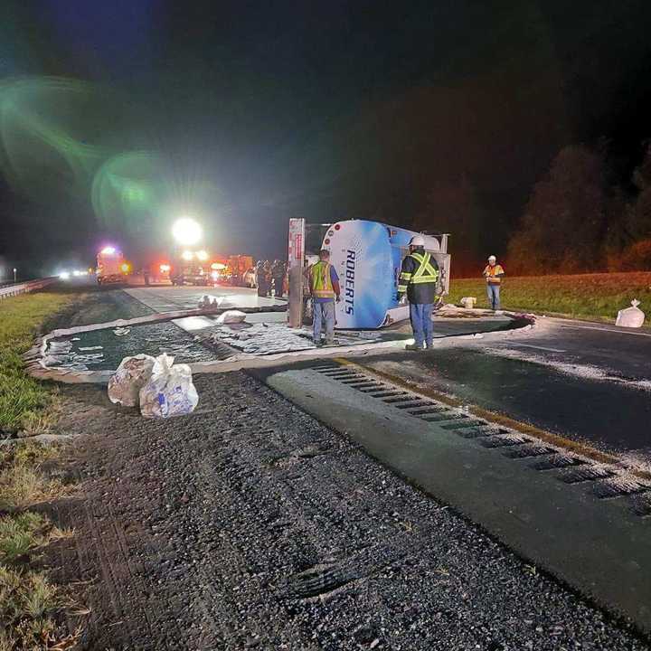 The Thruway (I-87) is closed southbound from the Catskill to Ulster County in Saugerties due to a fuel truck rollover.&nbsp;