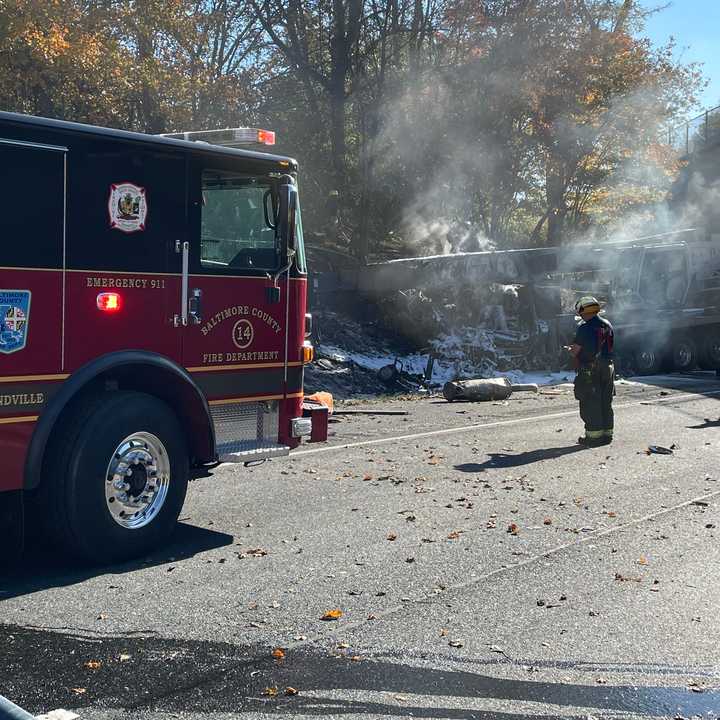 The scene of the crash in Baltimore County.