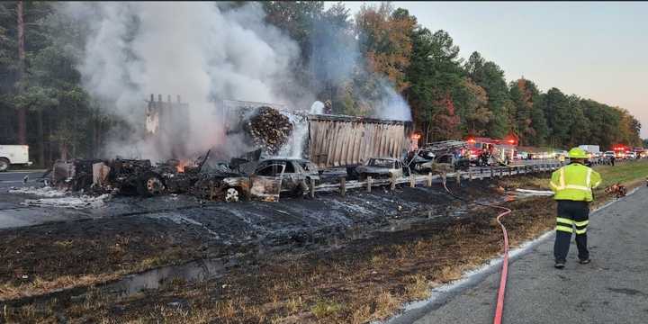 The scene of the I-95 crash in Virginia.