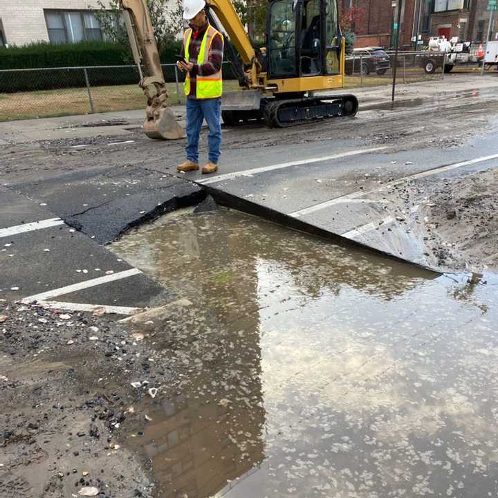 Water main break in Hoboken.