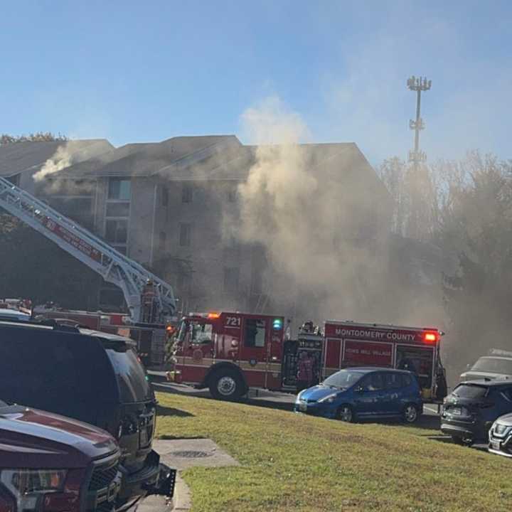 The scene of the fire on Pear Tree Court in Montgomery County.