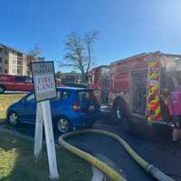 <p>The scene of the fire on Pear Tree Court in Montgomery County</p>