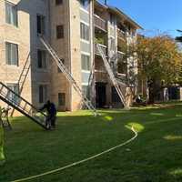 <p>The scene of the fire on Pear Tree Court in Montgomery County.</p>