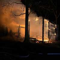 Leesburg Barn Blaze Rages Overnight, Threatens Nearby Woods: Fire Officials