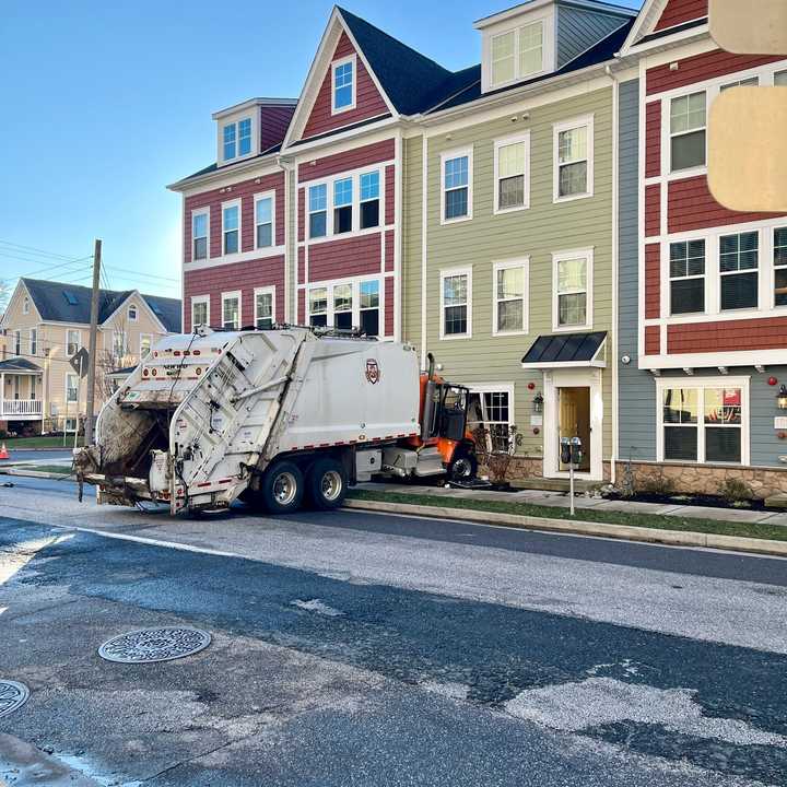 The truck struck the home in Baltimore County.