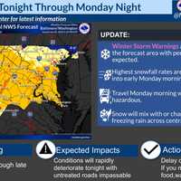 <p>The Winter Storm Warning will be in effect through Monday night.</p>