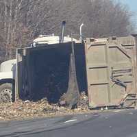 Truck Hauling Dirt Overturns On I-95 In Virginia