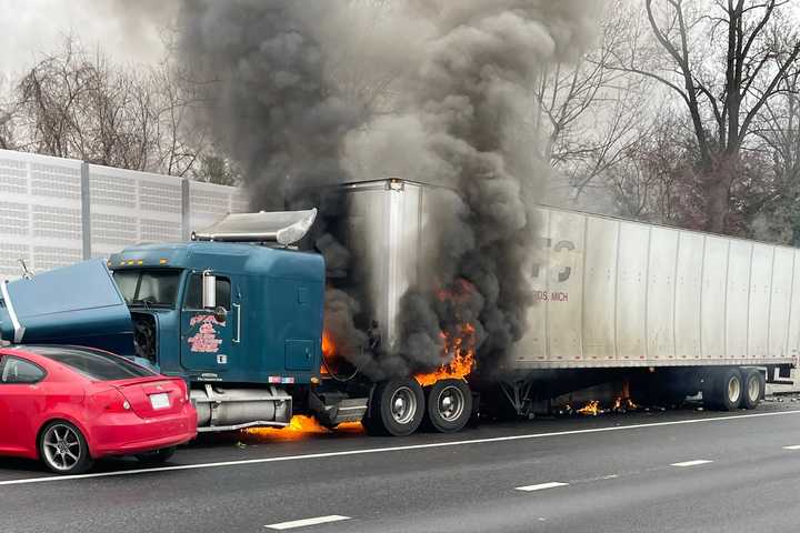 Fiery Crash Shuts Down I-66 In Fairfax County, Sends One To Hospital: Fire Officials