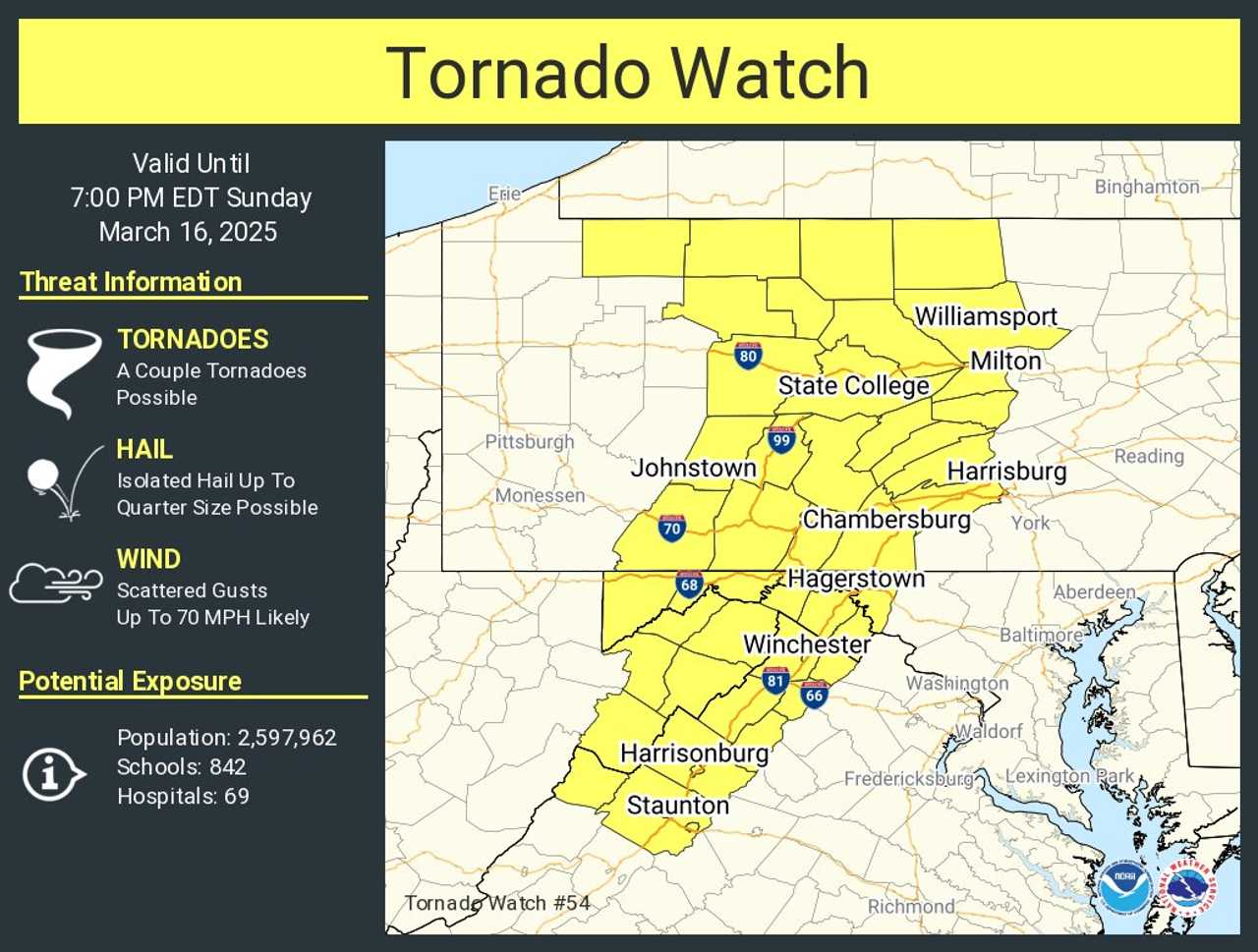 The Tornado Watch in the DMV region.