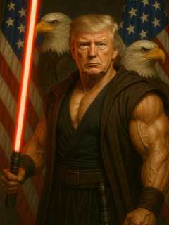 Trump Goes Full Sith With Red Lightsaber In White House’s May The 4th AI Post