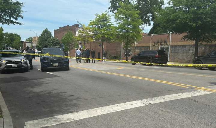 The scene of the officer-involved shooting in Baltimore.