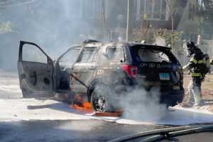 Brush Fire Engulfs, Destroys Greenwich Police SUV