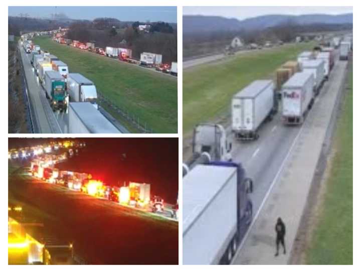 The backed up traffic due to the fatal crash on Interstate 81.