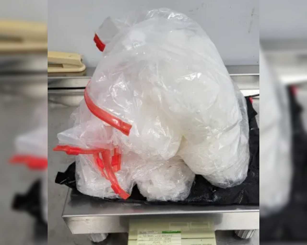 The nearly seven pounds of methamphetamine seized by Customs and Border Control in Delaware County, Pennsylvania. The nearly seven pounds of methamphetamine seized by Customs and Border Control in Delaware County, Pennsylvania.