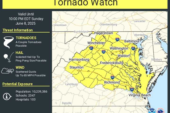 Tornado, Hail Possible As Severe Storms Hit Maryland, Virginia