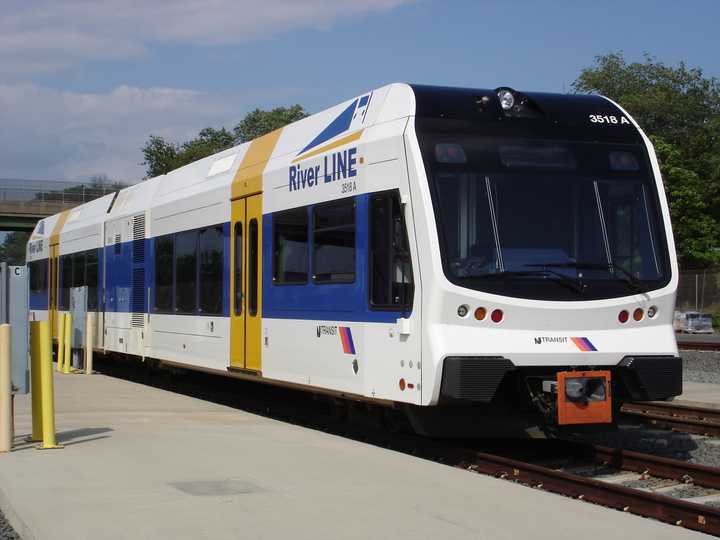 A New Jersey Transit River LINE train at 36th Street Station in Camden, NJ.