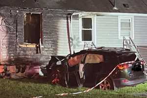 Gas-Fed Fire Displaces 14 After Car Crashes Into Montgomery County Home (PHOTOS)