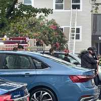 <p>The scene of the two-alarm fire in Pikesville.</p>